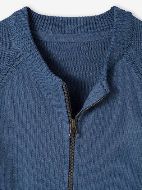 Jongensvest met rits in teddystijl gemêleerd grijs+grijsblauw - vertbaudet enfant 