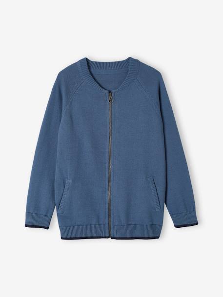 Jongensvest met rits in teddystijl gemêleerd grijs+grijsblauw - vertbaudet enfant 