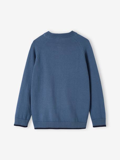 Gilet zippé style teddy personnalisable garçon bleu grisé+gris chiné - vertbaudet enfant 
