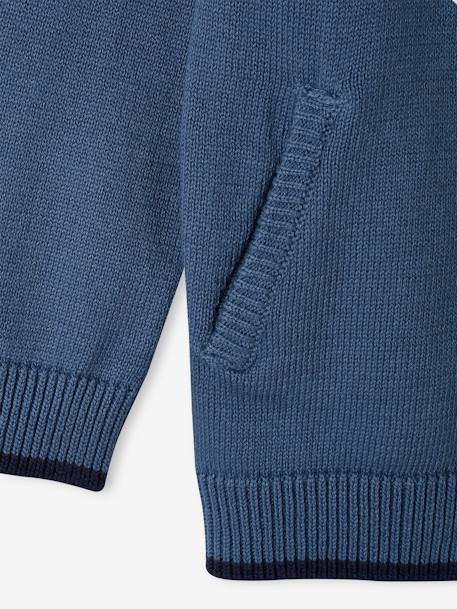 Gilet zippé style teddy personnalisable garçon bleu grisé+gris chiné - vertbaudet enfant 