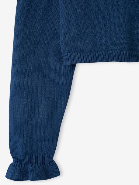 Gilet boléro cérémonie fille bleu chambray+vieux rose - vertbaudet enfant 