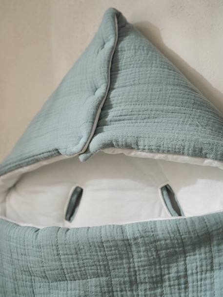 Zomerse trappelzak van katoengaas grijsblauw+rozen - vertbaudet enfant 