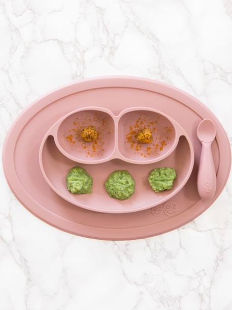 Set de table tout-en-un avec assiette Mini mat en silicone ROSE+VERT AMANDE - vertbaudet enfant 