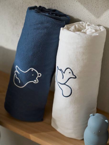 Lot de 3 housses matelas à langer bleu grisé - vertbaudet enfant 