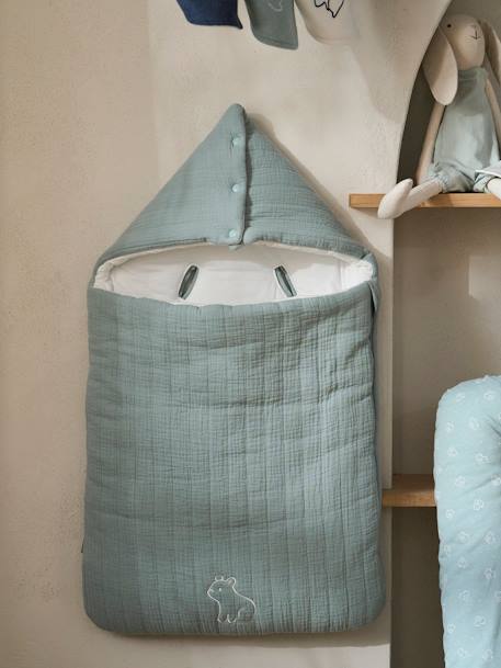 Nid d'ange léger en gaze de coton bleu grisé+rose - vertbaudet enfant 