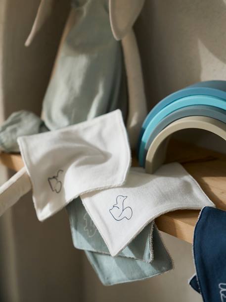 Set van 6 washandjes grijsblauw+veel roze - vertbaudet enfant 