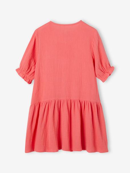 Robe boutonnée en gaze de coton rouge - vertbaudet enfant 