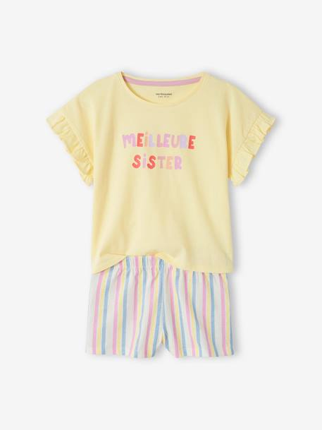 Meisjes pyjashort 'Best Sister' pastelgeel - vertbaudet enfant 