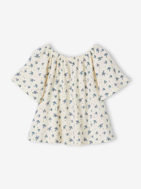 Shirtblouse met vlindermouwen voor meisjes ecru+meerkleurig - vertbaudet enfant 