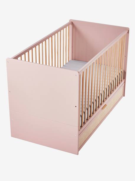 70x140cm omvormbaar babybed met rieten opberglade LIGNE POESIE nude - vertbaudet enfant 