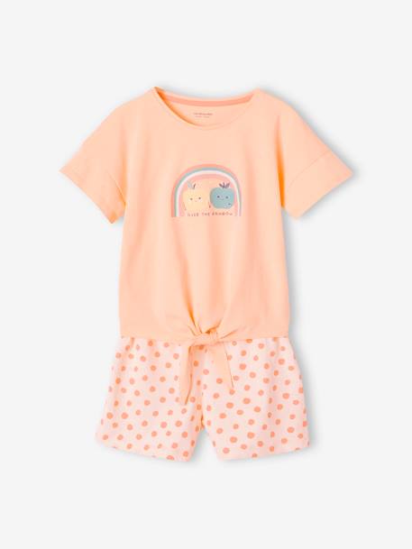 Pyjashort voor meisjes met regenboog perzik - vertbaudet enfant 