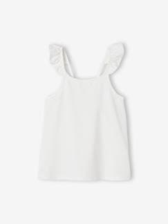 Meisje-T-shirt, souspull-T-shirt-Meisjeshemd met bretels en ruches Basics