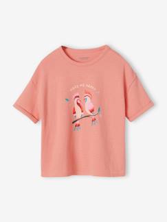 Meisje-T-shirt, souspull-T-shirt-Bedrukt meisjesshirt in geweven stof met reliëf