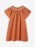 Geborduurde jurk met linneneffect karamel - vertbaudet enfant 