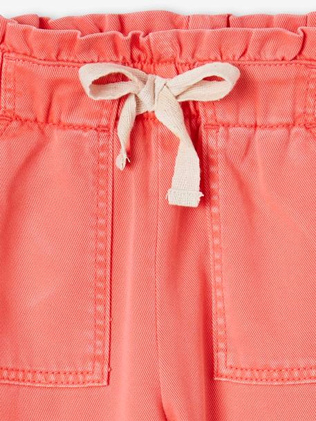 Pantalon style paperbag fluide fille corail+lavande - vertbaudet enfant 