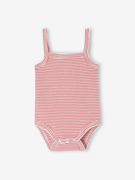 Lot de 5 bodies à bretelles naissance en coton biologique vieux rose - vertbaudet enfant 