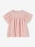 Blouse en gaze de coton bio fille manches papillon écru+rose - vertbaudet enfant 