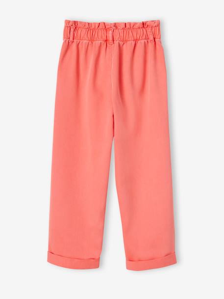 Pantalon fille style paperbag Lyocell fluide corail+kaki+rose - vertbaudet enfant 