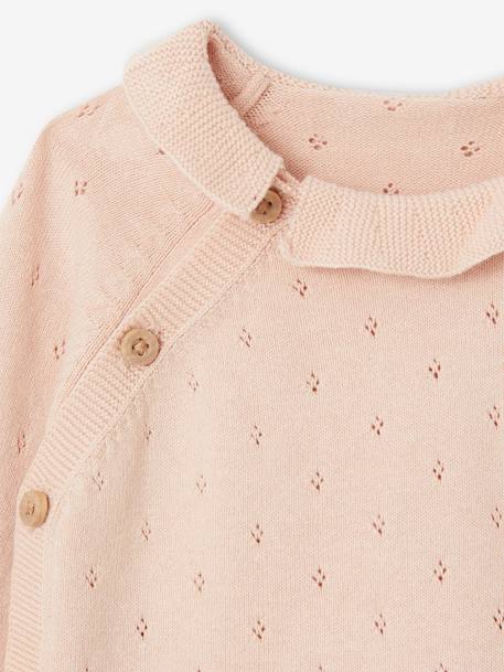 Ensemble bébé pull à collerette pantalon en tricot rose nude - vertbaudet enfant 