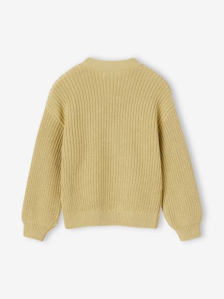 Gilet fille en côte perlée pistache+rose - vertbaudet enfant 