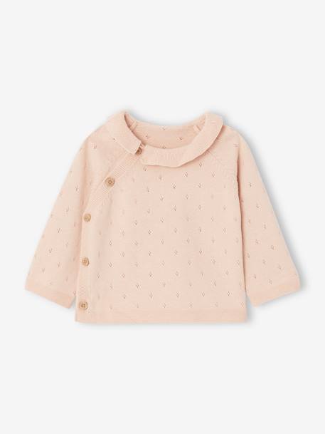 Ensemble bébé pull à collerette pantalon en tricot rose nude - vertbaudet enfant 