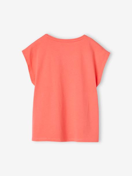 Effen Basics meisjesshirt met korte mouwen koraal+mandarijn - vertbaudet enfant 