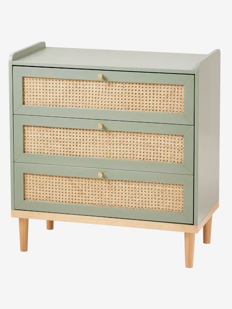 Commode en cannage POÉSIE rose+vert - vertbaudet enfant 