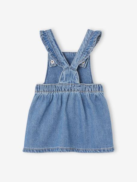 Robe salopette bébé en denim bretelles volantées stone - vertbaudet enfant 