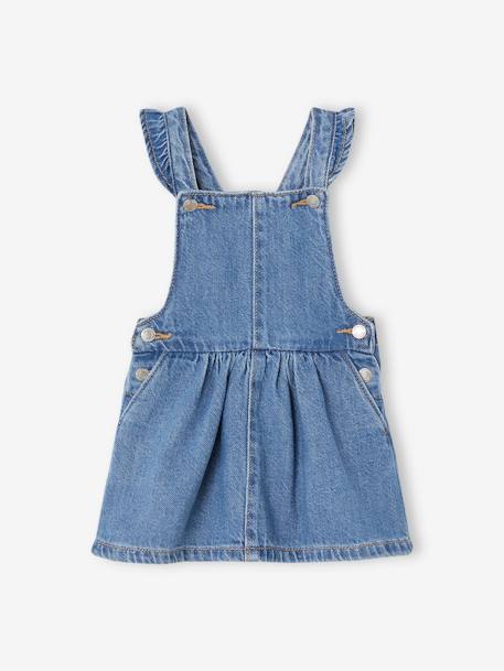 Robe salopette bébé en denim bretelles volantées stone - vertbaudet enfant 