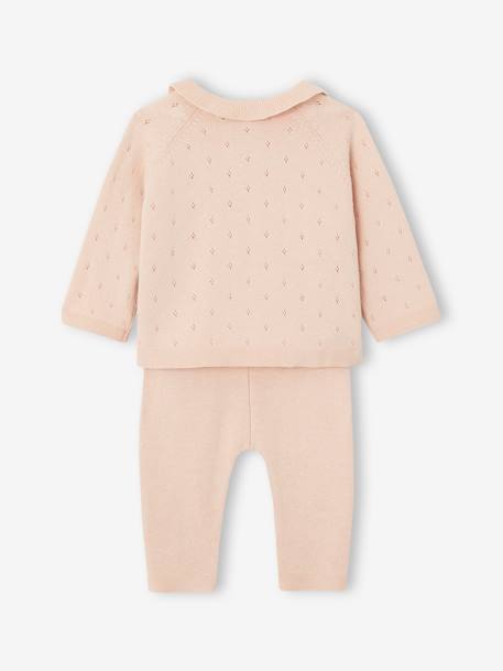 Ensemble bébé pull à collerette pantalon en tricot rose nude - vertbaudet enfant 