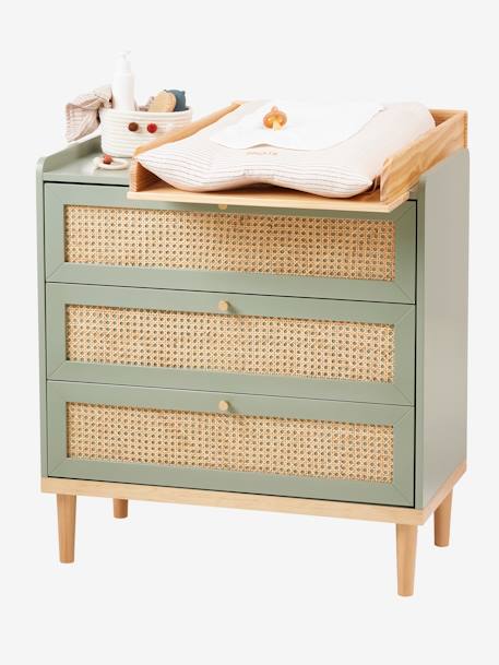 Commode en cannage POÉSIE rose+vert - vertbaudet enfant 