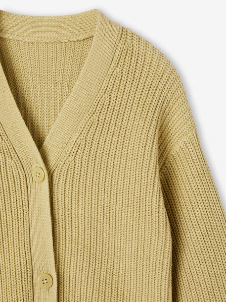 Gilet fille en côte perlée pistache+rose - vertbaudet enfant 