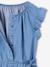 Lichte denim jumpsuit met ruche mouwen voor meisjes stone - vertbaudet enfant 