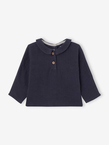 Blouse en gaze de coton bébé personnalisable bleu nuit - vertbaudet enfant 