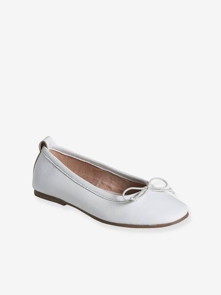 Ballerines en cuir fille blanc - vertbaudet enfant 