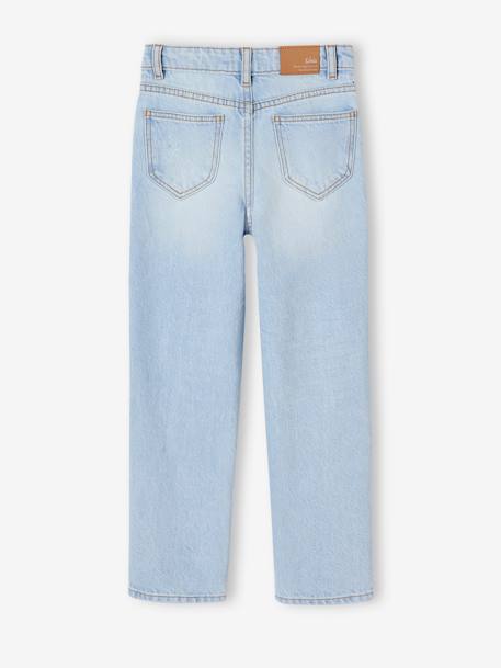 Rechte jeans MorphologiK meisjes heupomvang Small gebleekt denim+stone - vertbaudet enfant 