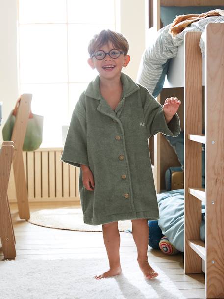 Peignoir Oversize enfant uni avec coton recyclé, personnalisable bois de rose+vert sapin - vertbaudet enfant 