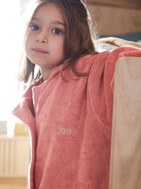 Peignoir Oversize enfant uni avec coton recyclé, personnalisable bois de rose+vert sapin - vertbaudet enfant 