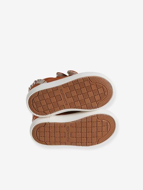 Stoffen sneakers met klittenband babyjongen beige, bedrukt+donkerbruin - vertbaudet enfant 