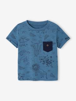 Baby-T-shirt, coltrui-Babyshirt jungle van gevlamde jersey