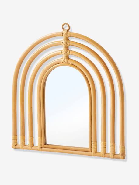 Miroir arc-en-ciel en rotin beige - vertbaudet enfant 