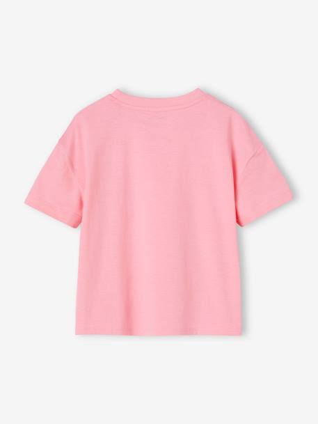 Effen Basics meisjesshirt met korte mouwen abrikoos+snoepjesroze - vertbaudet enfant 