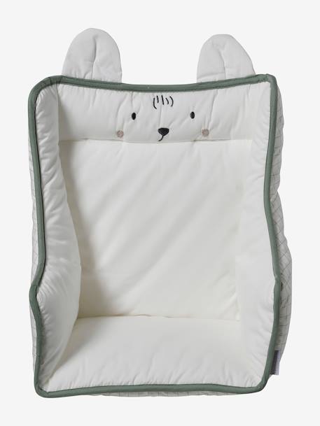 Coussin de chaise haute carreaux vert+écru+ivoire Panda+moutarde+rayé bleu - vertbaudet enfant 
