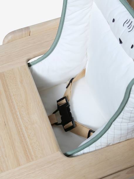 Coussin de chaise haute carreaux vert+écru+ivoire Panda+moutarde+rayé bleu - vertbaudet enfant 