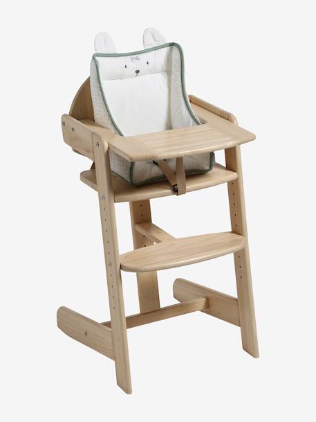 Coussin de chaise haute carreaux vert+écru+ivoire Panda+moutarde+rayé bleu - vertbaudet enfant 