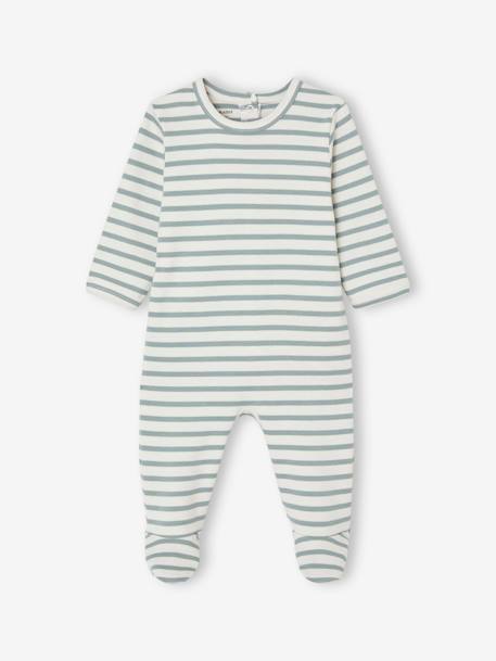 Lot de 3 pyjamas bébé mixtes en interlock BASICS bleu grisé+rose - vertbaudet enfant 