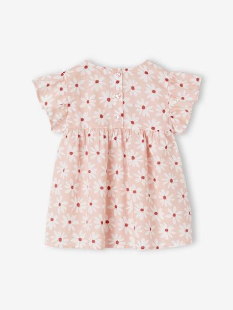 Blouse fille imprimée manches courtes à volants orange imprimé+rose pâle - vertbaudet enfant 