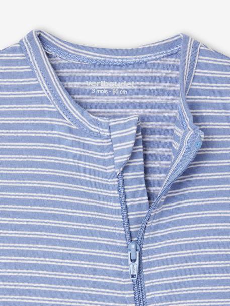 Set van 3 pyjama's van jersey met rits BASICS cappuccino+chambrayblauw+rouge - vertbaudet enfant 