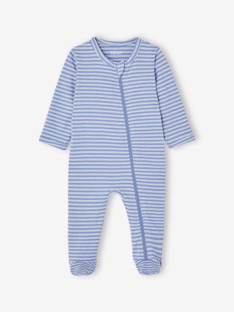 Set van 3 pyjama's van jersey met rits BASICS cappuccino+chambrayblauw+rouge - vertbaudet enfant 