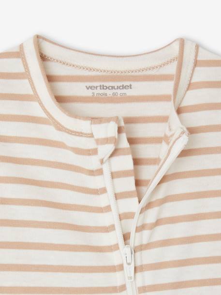 Set van 3 pyjama's van jersey met rits BASICS cappuccino+chambrayblauw+rouge - vertbaudet enfant 